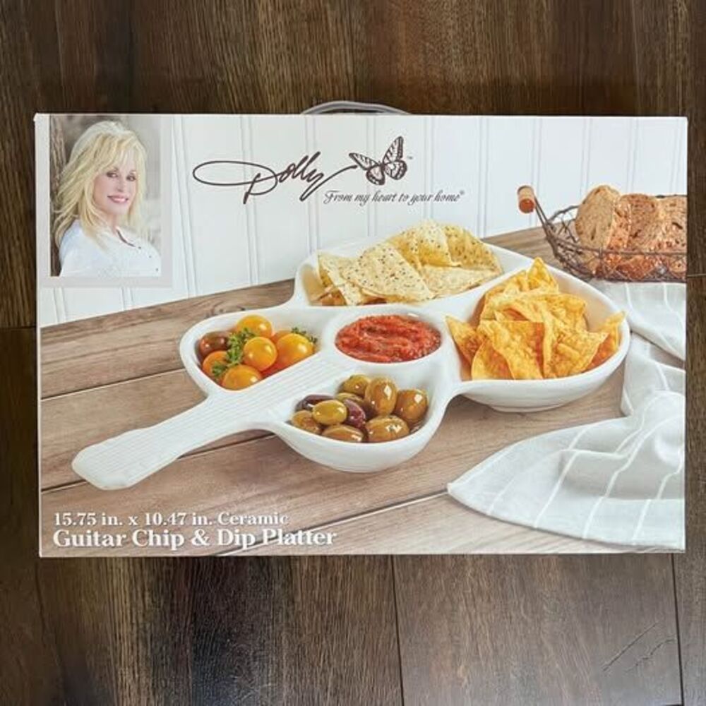 New Dolly Parton Ceramic Guitar Chip and Dip Tray Dish